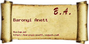 Baronyi Anett névjegykártya
